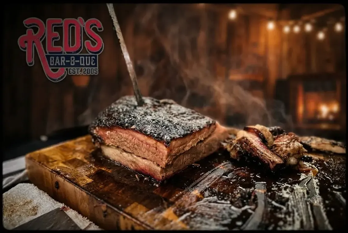 Beautifully plated dish at Reds Bar B Que-Boat Club