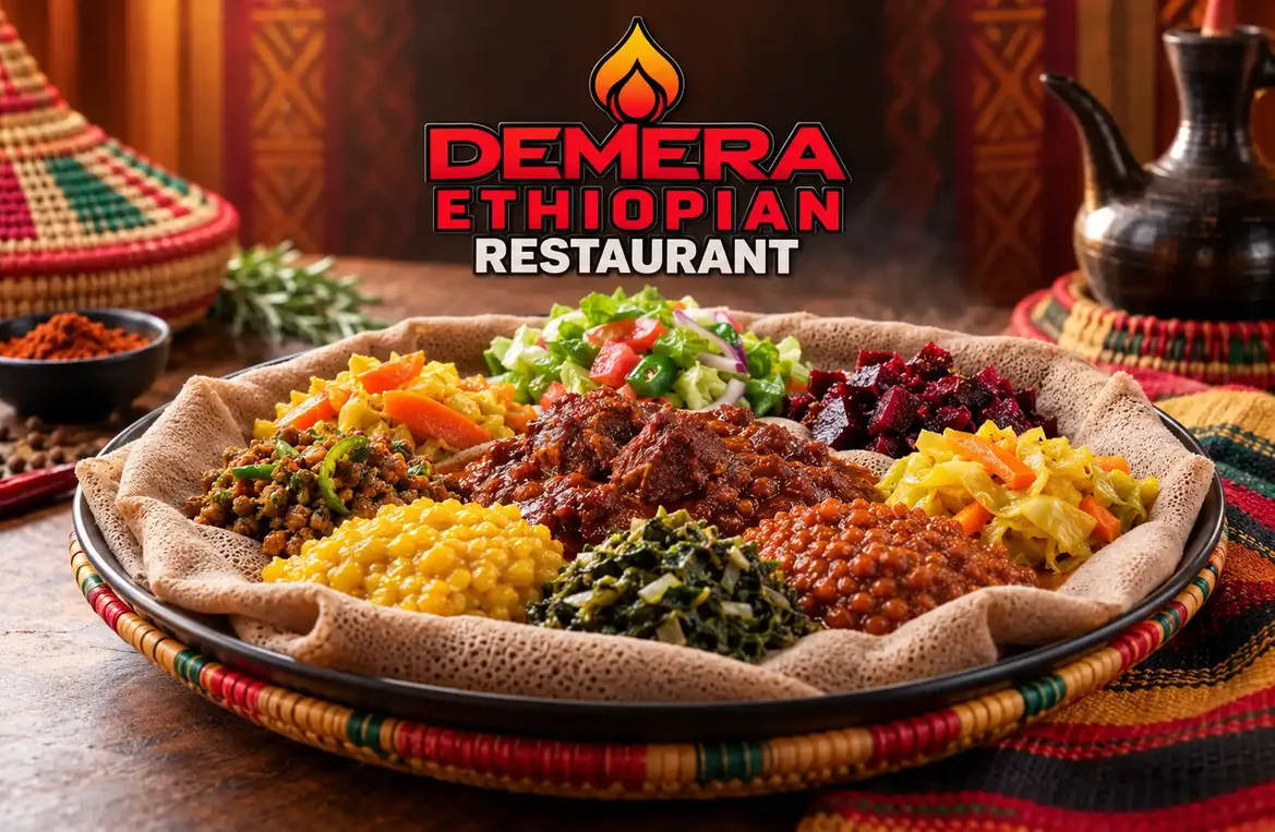 Beautifully plated dish at Demera Ethiopian Restaurant - Demo