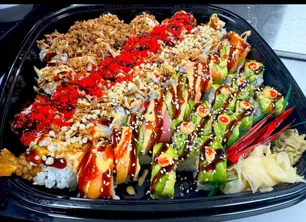 Close-up of popular Korean,Laotian,Sushi,Thai favorites for Blaine takeaway and online orders.