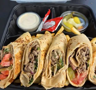 Close-up of popular Greek,Mediterranean,Middle Eastern,Tacos favorites for Fort Worth takeaway and online orders.