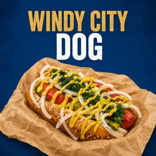 Signature American,Hot Dog delicacies handcrafted by Harley's A Hot Dog Revolution expert chefs.