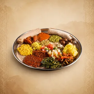 Close-up of popular East African Cuisine,Ethiopian favorites for Saint Paul takeaway and online orders.