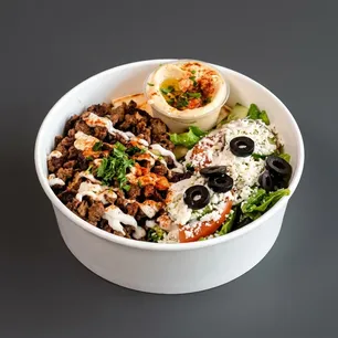 Close-up of popular Greek,Mediterranean,Middle Eastern favorites for Dallas takeaway and online orders.