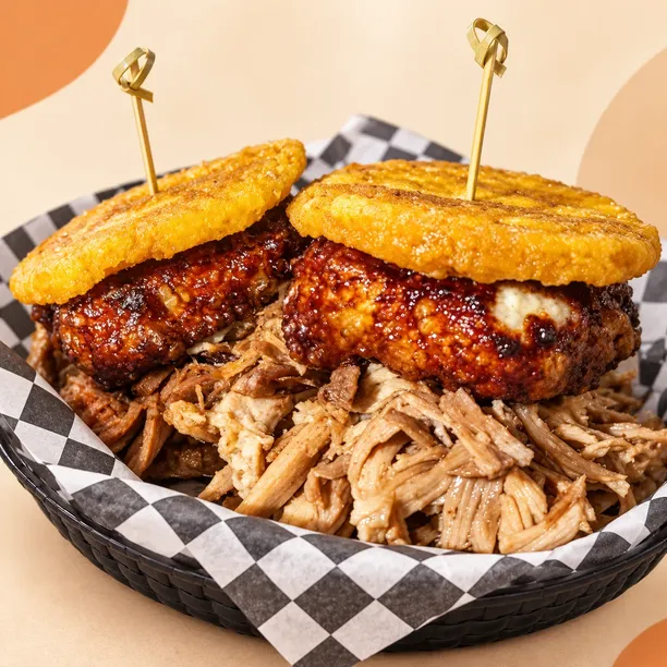 Close-up of popular Venezuelan favorites for Dallas takeaway and online orders.