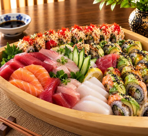 Plated Japanese,Sushi food - Trusted local Japanese,Sushi dining at Kazoku Japanese Restaurant.