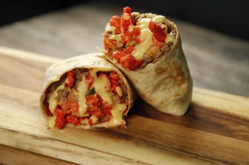 Hot Cheetos. Breakfast Burrito