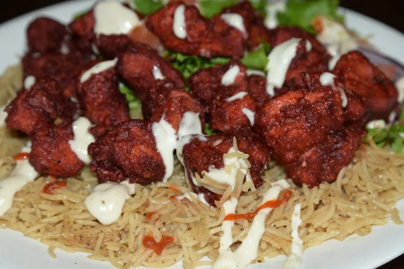 Fried Chicken over Rice Platter