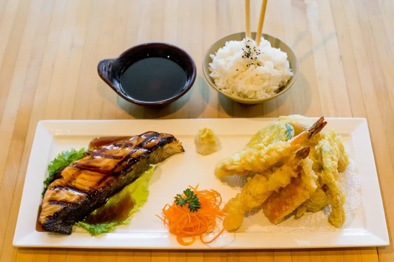 Tempura and Salmon Teriyaki