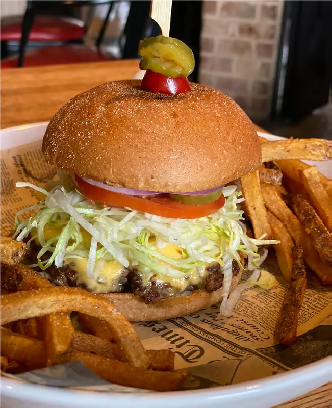 Flips Famous Big Cheesy Burger