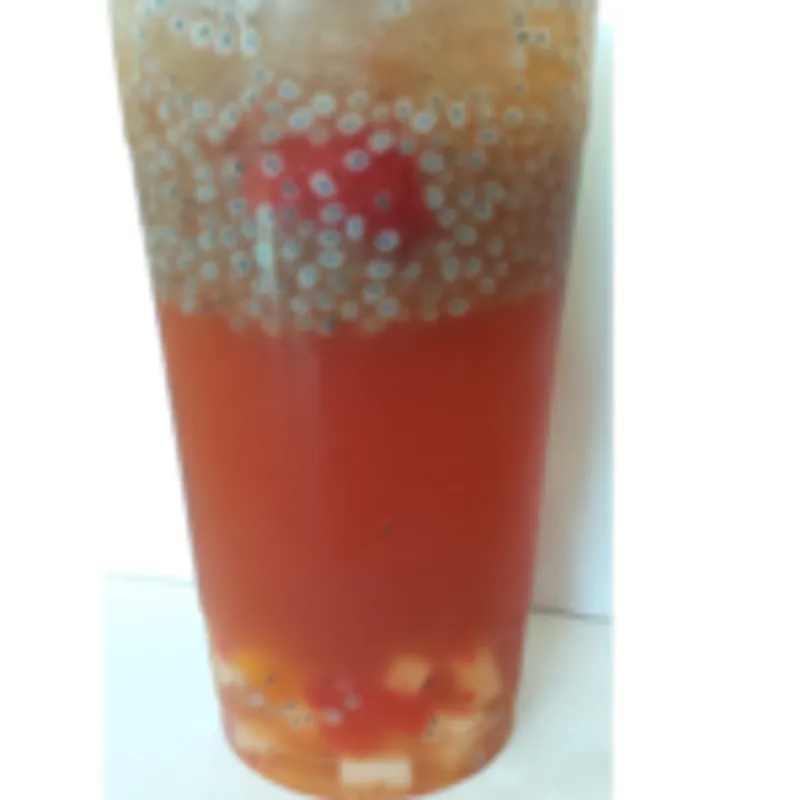 K7. Strawberry Iced Tea Limeade w/ fruit jelly & chia