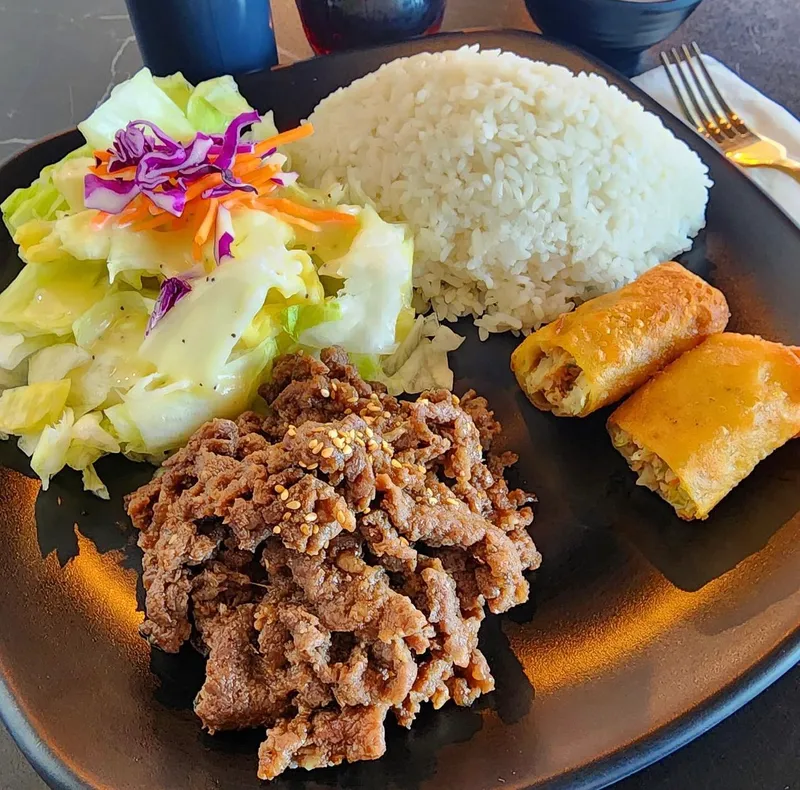 Beef & Gyoza or Egg Roll