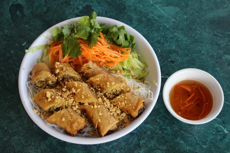 K. Egg Roll over Chilled Rice Noodle Salad