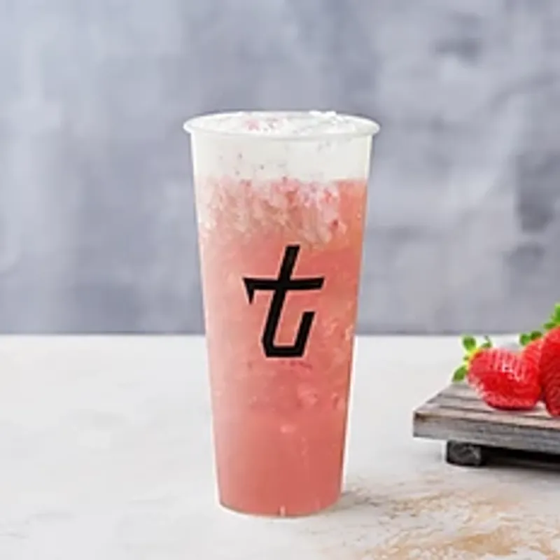 Strawberry Green Tea with Milk Foam