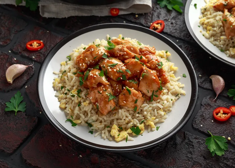 Orange Chicken with Fried Rice