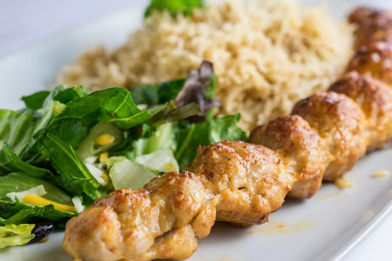 Chicken Skewer Kebab With Rice