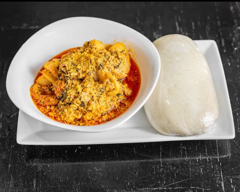 Egusi Soup and pounded yam or Fufu
