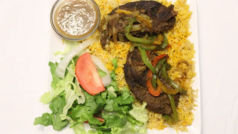 Rice Served With Goat Meat