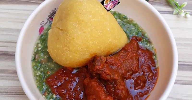 Eba with Okra Soup
