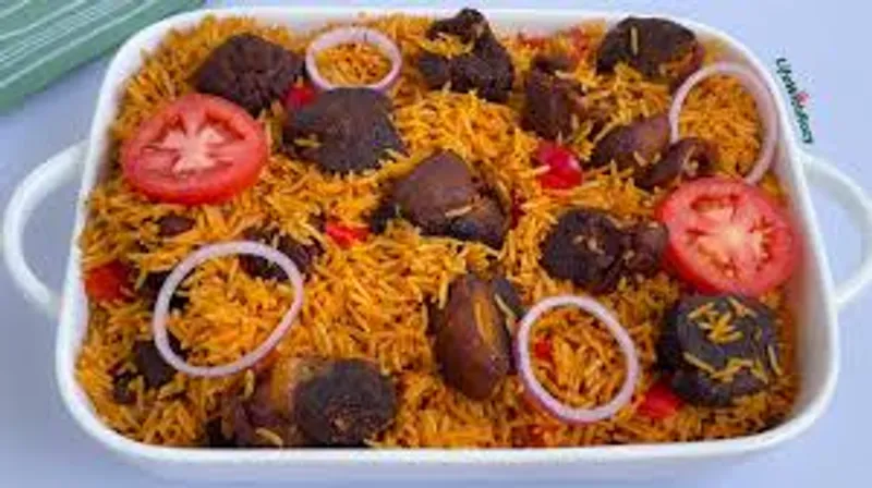 Ghana jollof with goat meats