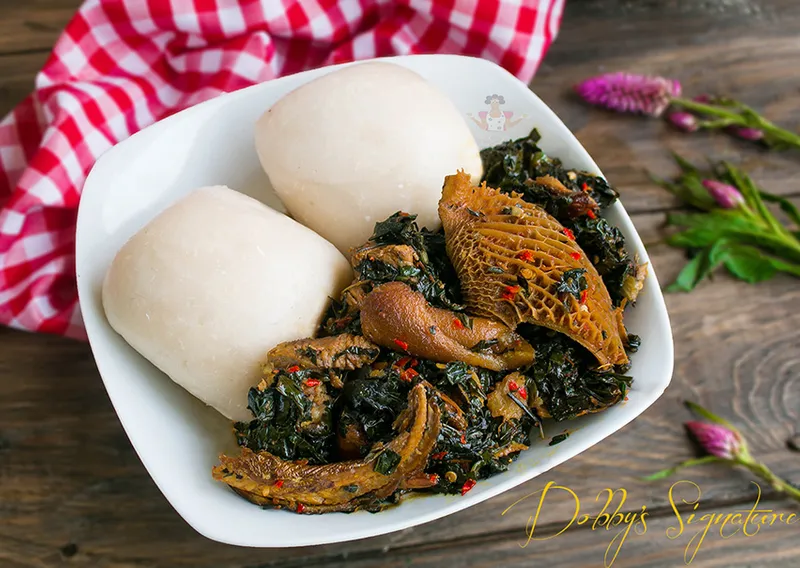 Efo Riro/Vegetable with Pounded Yam/Amala/ Eba