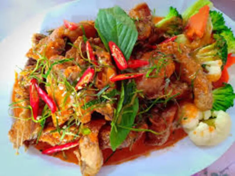 40. Fried Whole Tilapia With Chu Chee Curry Sauce