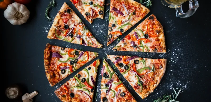 CHeese PizzA🍕(Pizza is sold fresh or frozen and whole or in portion size slices.  becoming rigid. There are frozen pizzas with raw ingredients and self rising crusts)