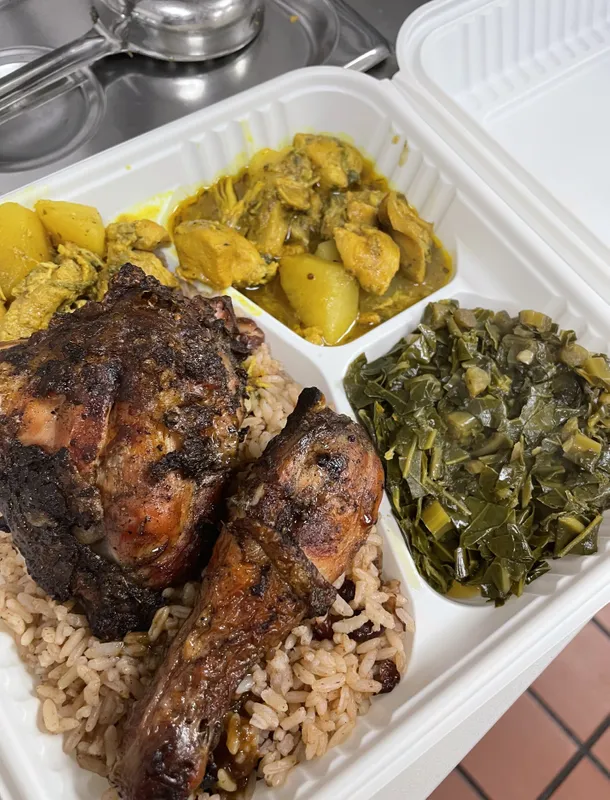 Half Curry Chicken, Half Jerk Chicken