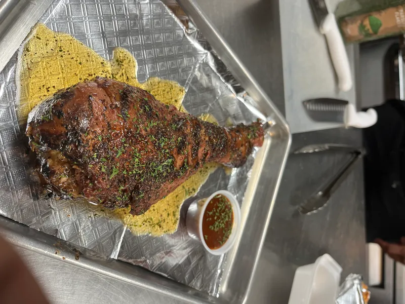 Grilled Shrimp Alferdo Stuffed Turkey Leg