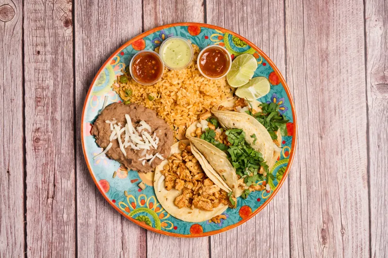 Tacos Alambrados With Rice and Beans