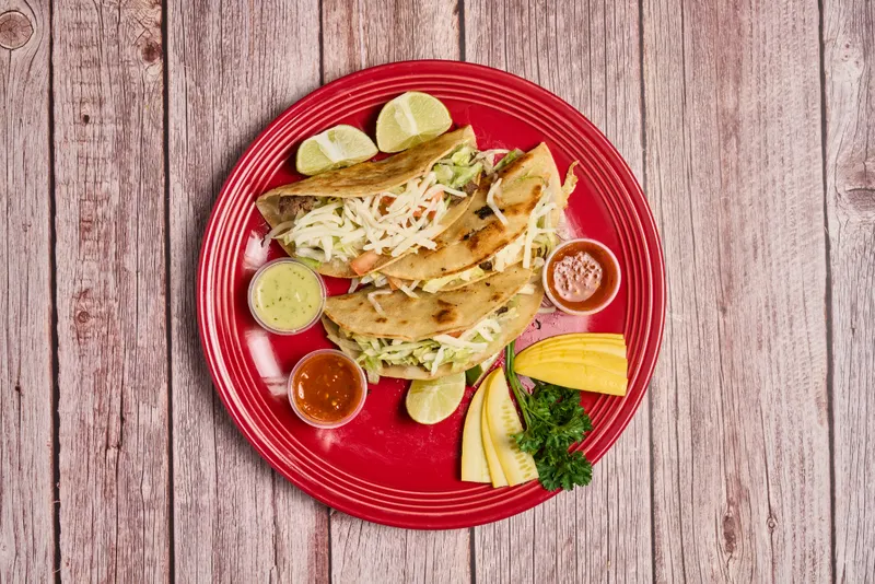 Tacos Abañil With Rice and Beans