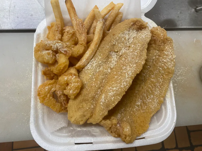 Catfish (2 Pcs) & Small Shrimp (10 Pcs) & fries