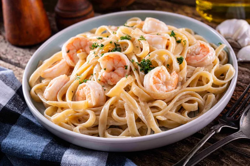 Fettuccine Alfredo with Shrimp