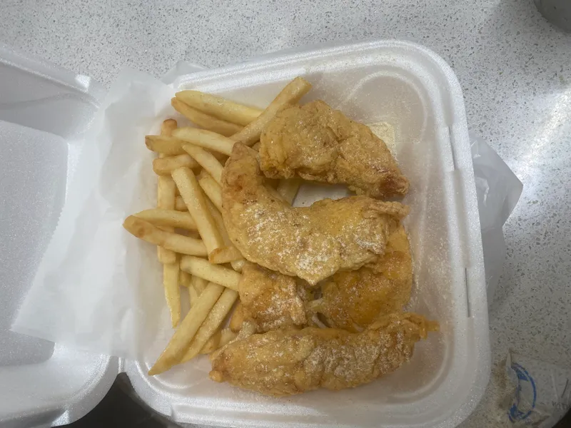 4 pieces chicken tenders & fries