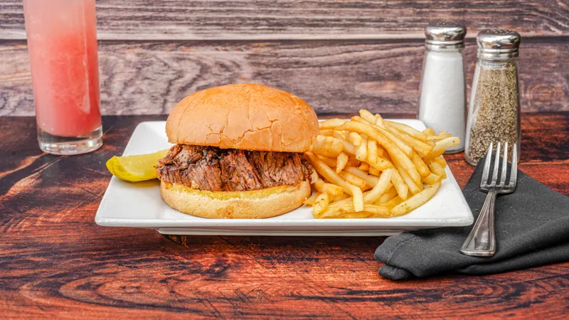 Sliced BBQ Beef Brisket Sandwich