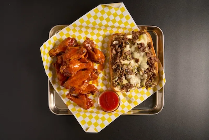 philly with 8pc wings and a drink