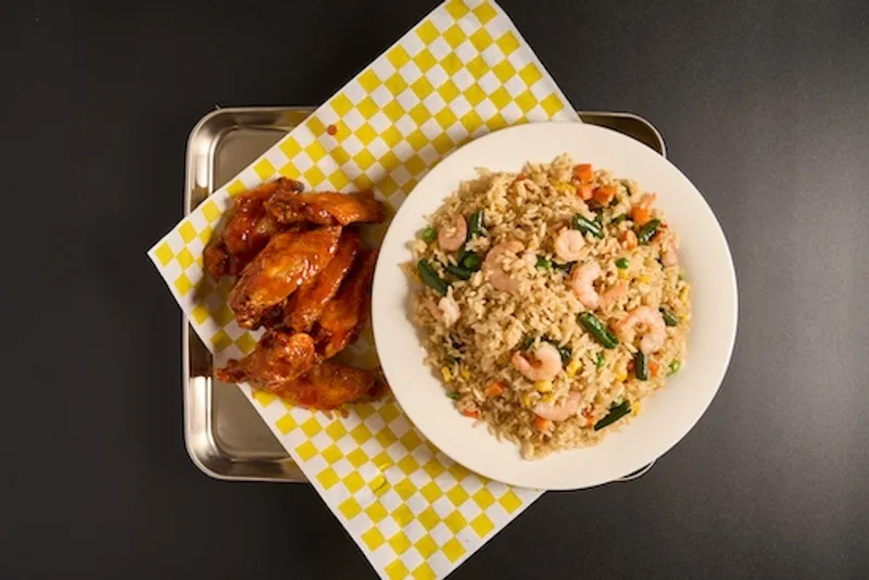 Fried Rice With 8pc wings and drink