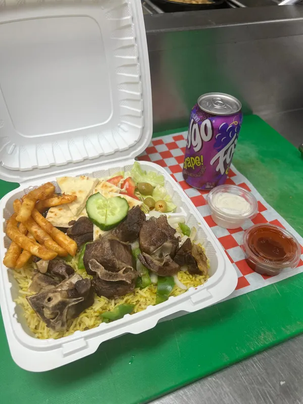 #44. Goat Meat Over Rice With Salad