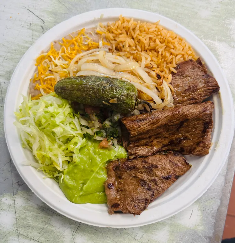 Plate 12 Carne Asada Rice & Beans