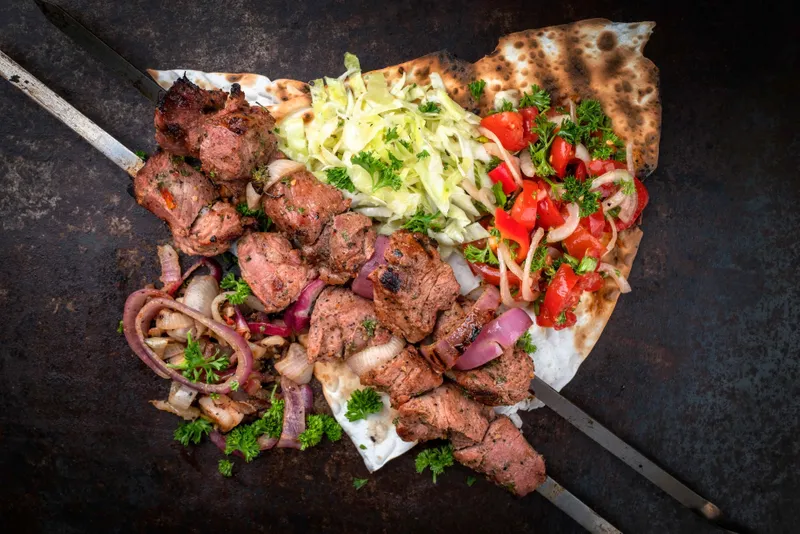 Chicken shish kabab platter