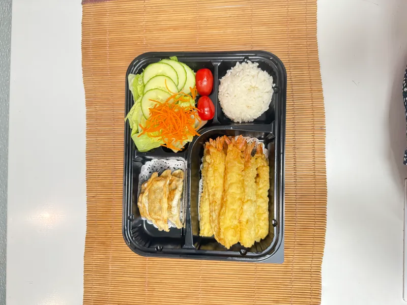 # 5 shrimp tempura/gyoza/salad/ rice