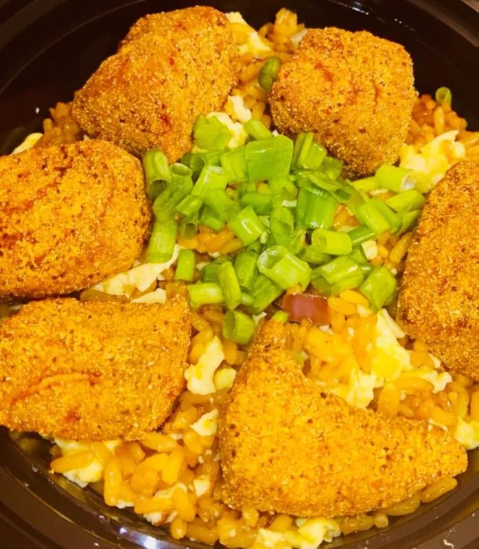Fried Salmon Bites Fried Rice Bowl
