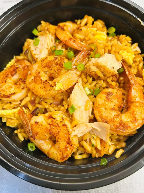 Grilled Cajun Salmon Fried Rice Bowl