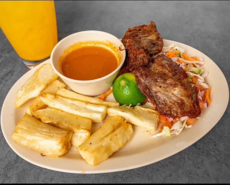 Fried Yucca Root With Fried Pork