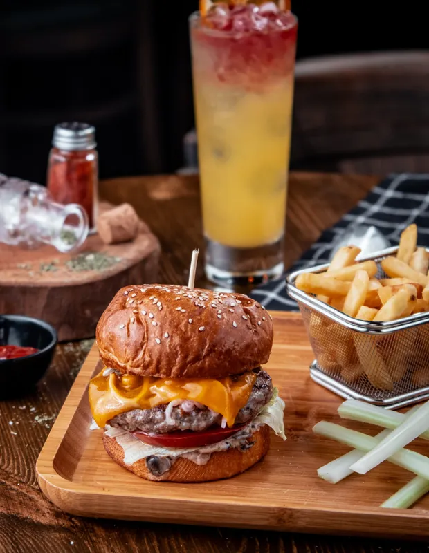 1) Country Double Cheeseburger & Large Fry & Large Drink