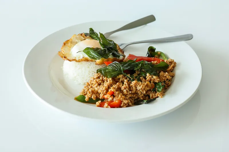 Pad Kra Pow (Holy Basil Leaves With Sunnyside-Up Fried Egg)
