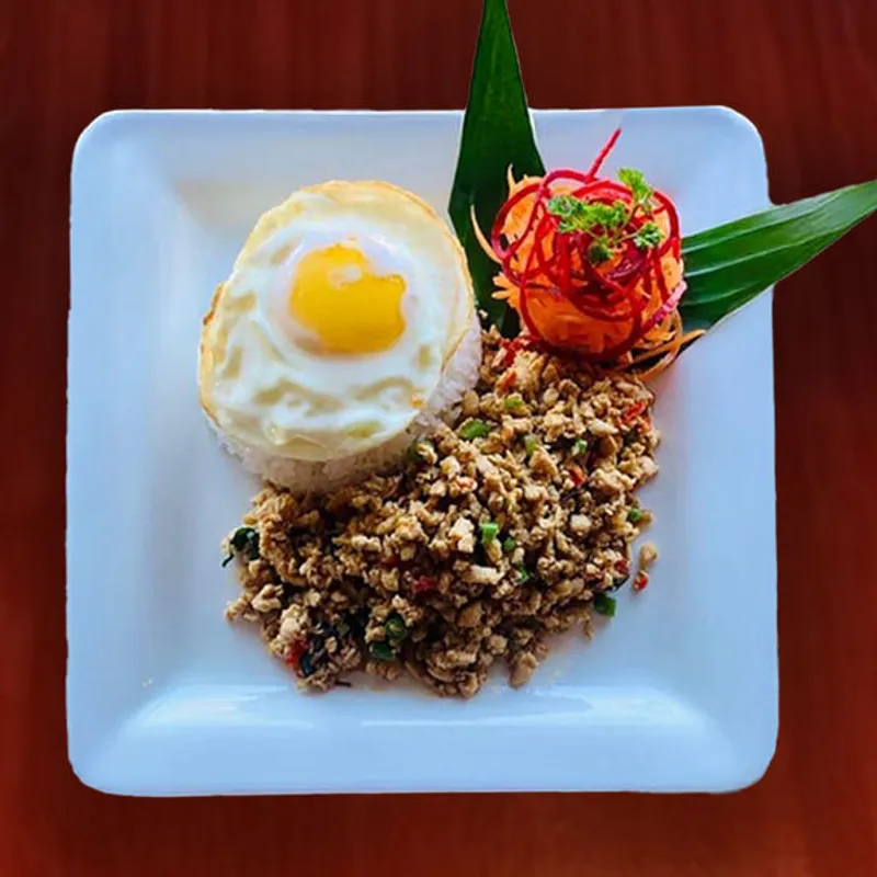 Pad Kra Prow With Egg On Top