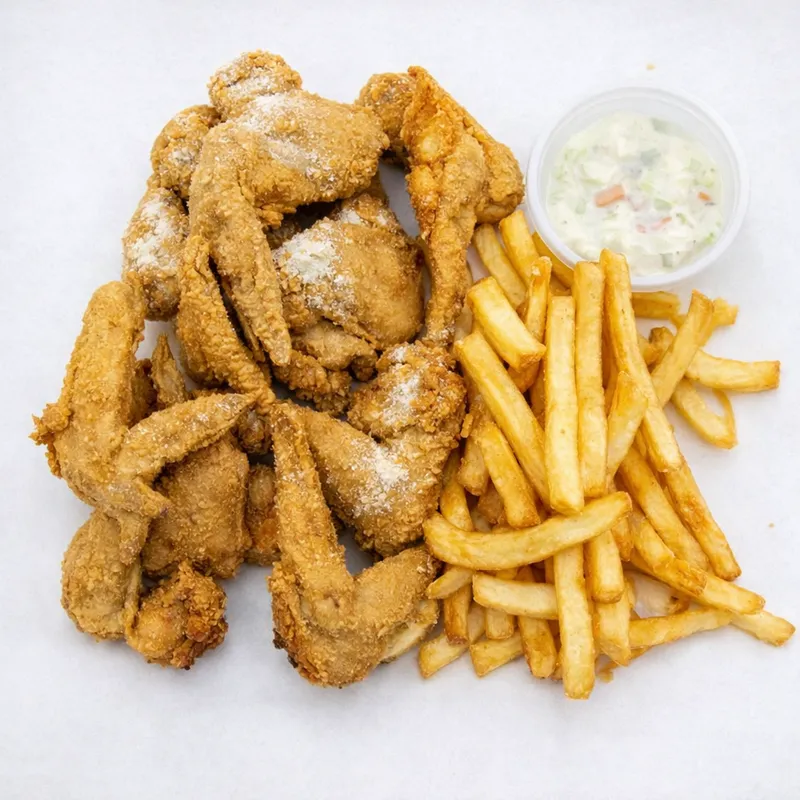 10 Wings With Fries (Coleslaw & Bread)