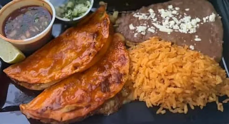 Two Quesabirias Rice & Beans