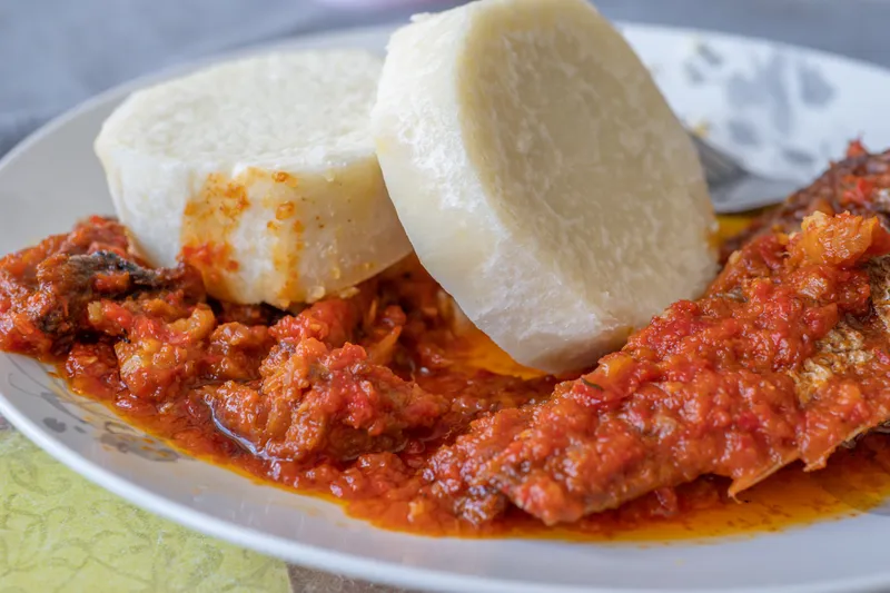 Boiled Yam / Palava Sauce (Agushi )