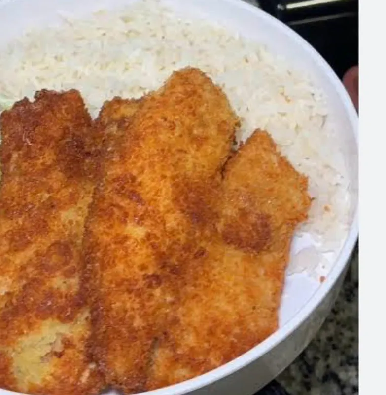 Fried Tilapia with Rice and Israeli Salad